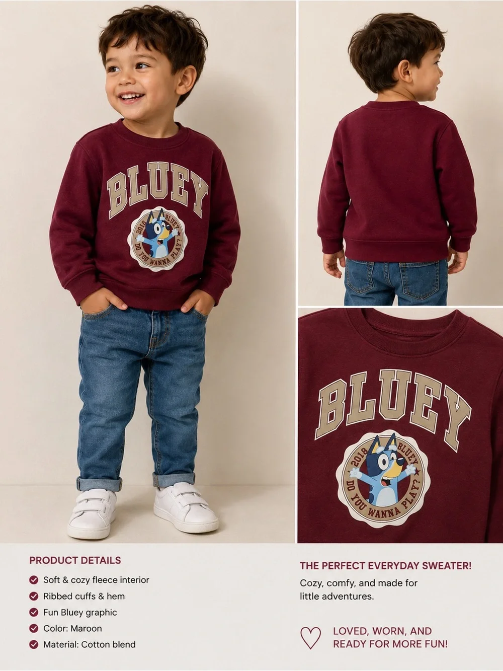 Baby Gap Graphic Crewneck Sweatshirt for Kids - Maroon size 4T BLUEY